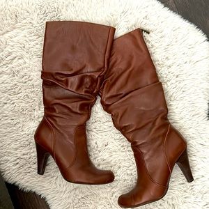 Knee high brown boots 3.5” heel